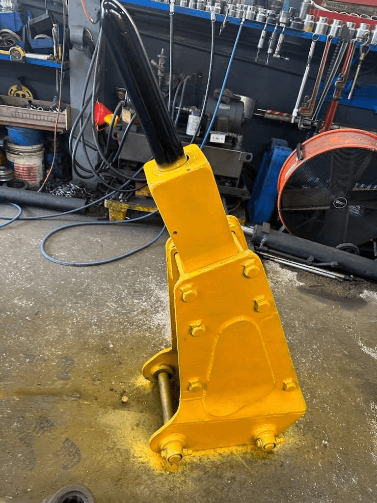 Hydraulic hammer being serviced in our workshop